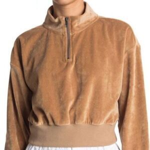 Abound Nordstrom Velour Quarter Zip Pullover Tan 2X